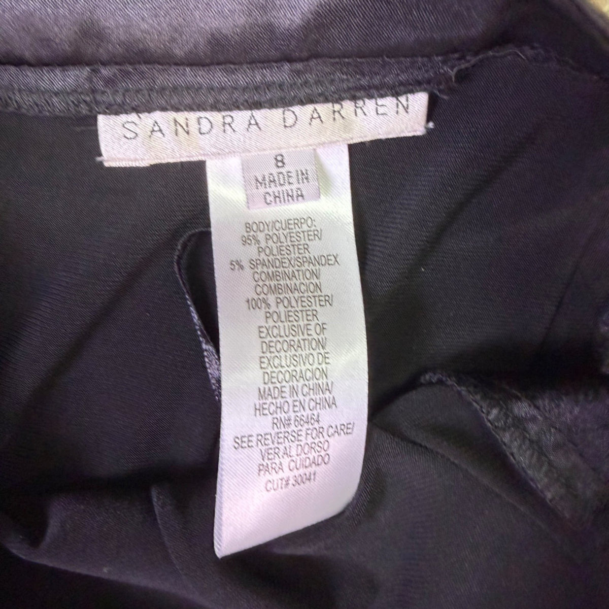Sandra Darren Womens Black Polyester Belted A-Line Dress Size 8