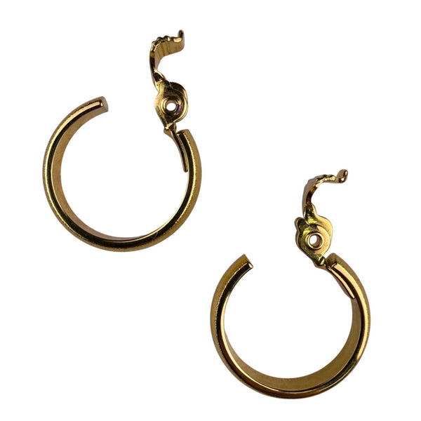 Monet Womens Gold Tone Metal Clip-On Hoop Earrings Vintage Style