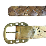 Genuine Leather Womens Brown Braided Belt With Brass Buckle Size Large