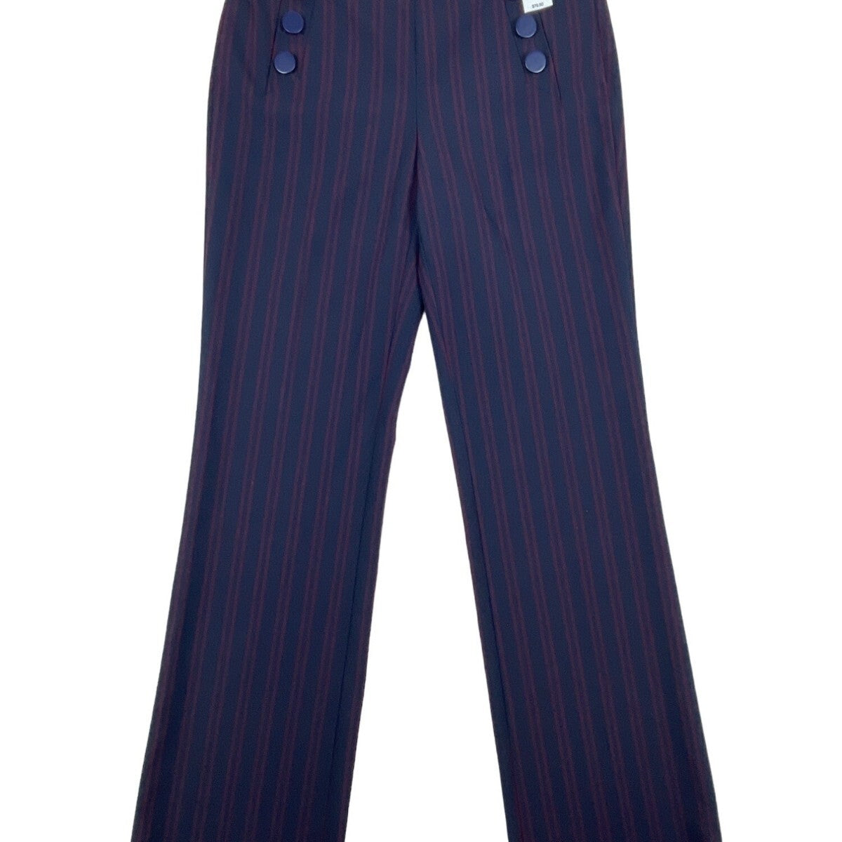 Loft Marisa Trouser Pants Navy & Burgundy  High-Waist Wide-Leg Size 4 - New