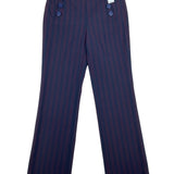 Loft Marisa Trouser Pants Navy & Burgundy  High-Waist Wide-Leg Size 4 - New