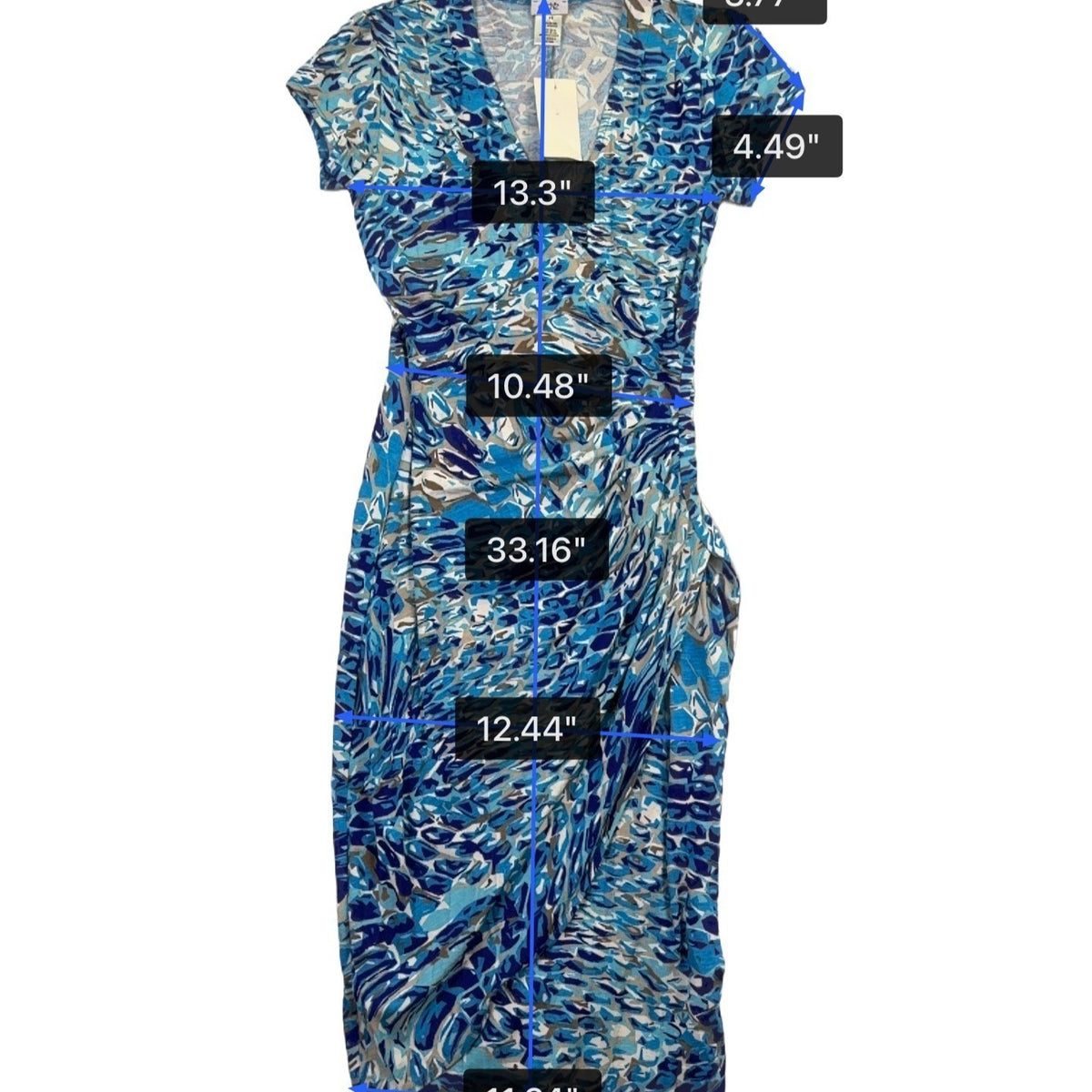 Cache Womens Blue Abstract Wrap Dress Sz XS