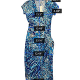 Cache Womens Blue Abstract Wrap Dress Sz XS
