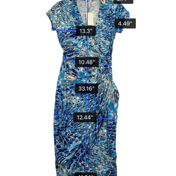 Cache Womens Blue Abstract Wrap Dress Sz XS