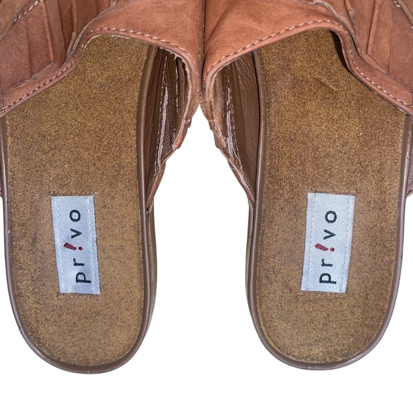 Privo By Clarks Women’s Brown Leather Slide Loafer-Style Mules Size 9.5M