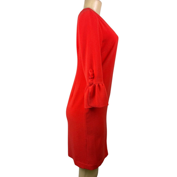Sara Campbell Womens Red Polyester 3/4 Bell Sleeve Shift Dress Size 2
