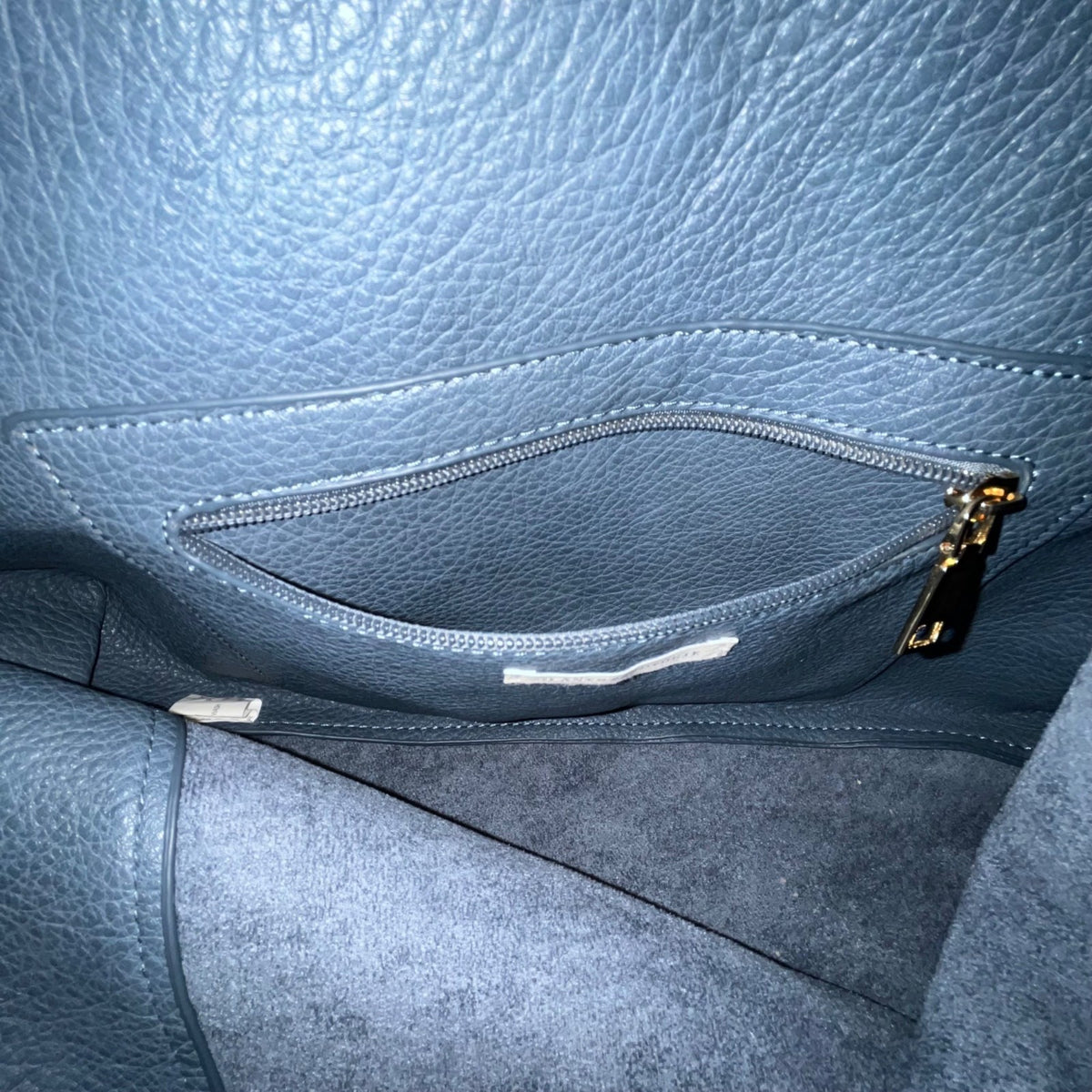 Anthropologie Women’s Navy Blue Textured Leather-Style Slouch Design Handbag