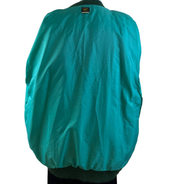 Vitage Mohair Green Geometric Mohair Blend Button-Up Cardigan Sweater Women’s