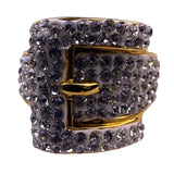 Jcm Womens Gold Tone Stainless Steel Rhinestone Belt Buckle Design Ring