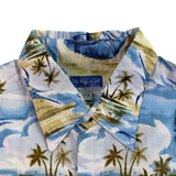 Fishing Life Mens Blue Hawaiian Fishing Shirt Short-Sleeve Casual Sz L
