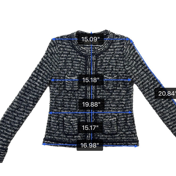 Ann Taylor LOFT Womens Black & White Tweed Cardigan Jacket Size SP