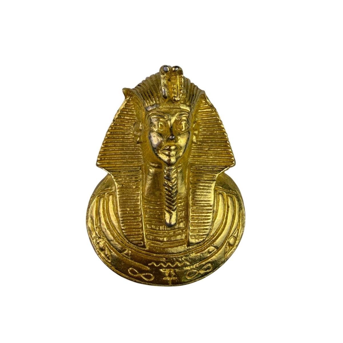 Gold Tone Pharaoh Head Egyptian Motif Brooch Pin Decorative Jewelry Unique