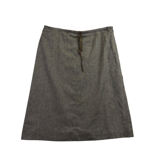 Banana Republic Womens Gray Wool Blend A-Line Skirt With Drawstring Waist Sz 14