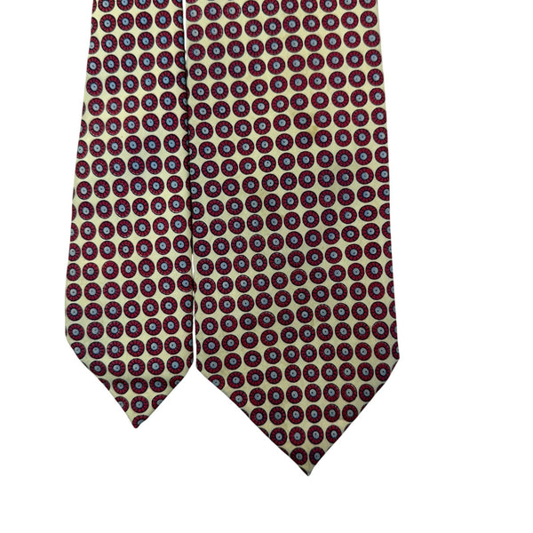 John Comfort Mens Red & Yellow Geometric Patterned Neck Tie Made In England