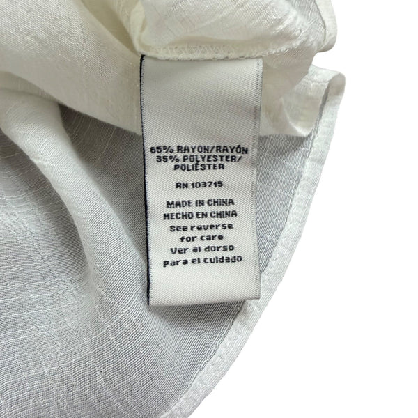 Zac & Rachel Womens White Tassel-Trim Ruffle Blouse  Bohemian Chic Size S