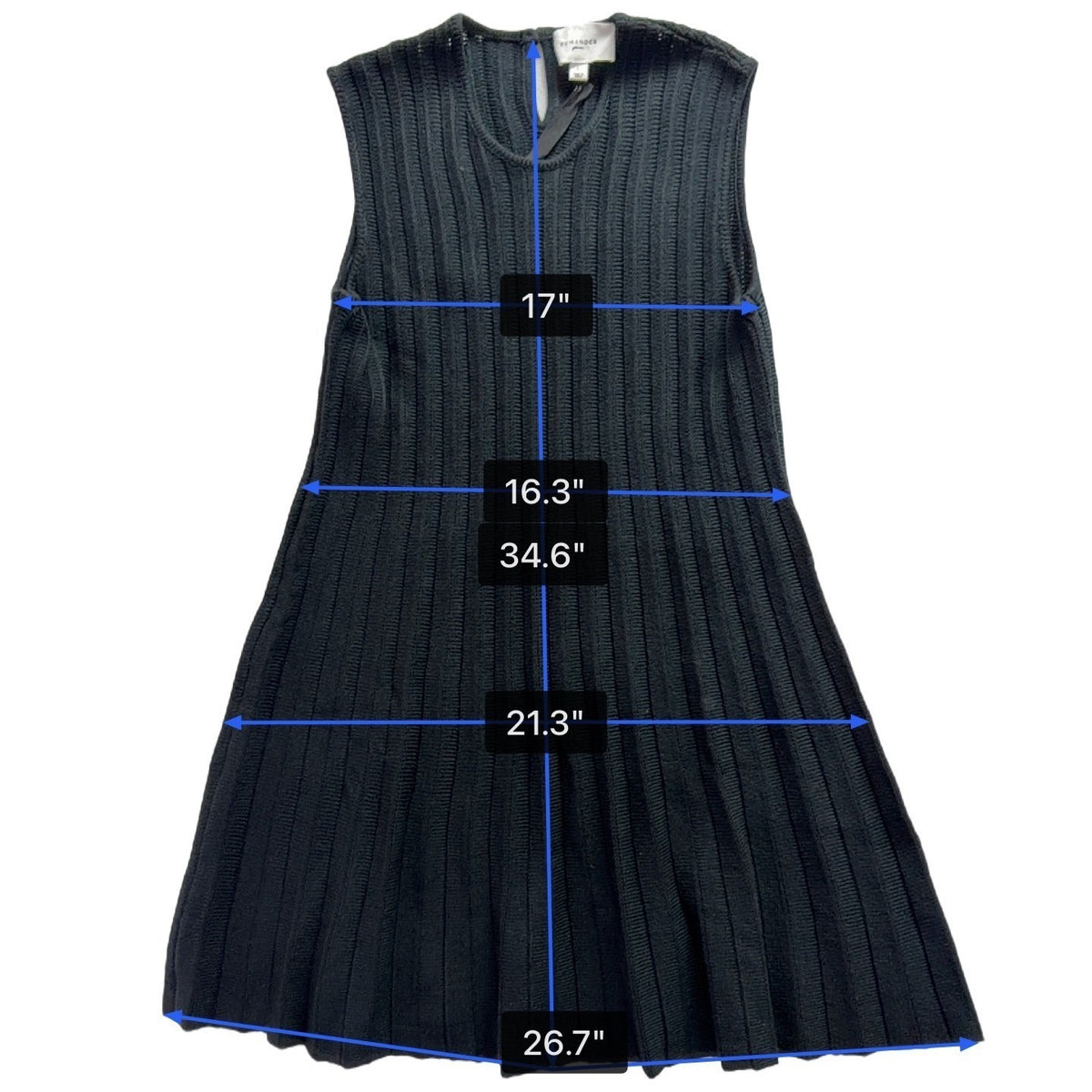 Pomander Place Womens Black Ribbed Knit Sleeveless Dress Sz L - New