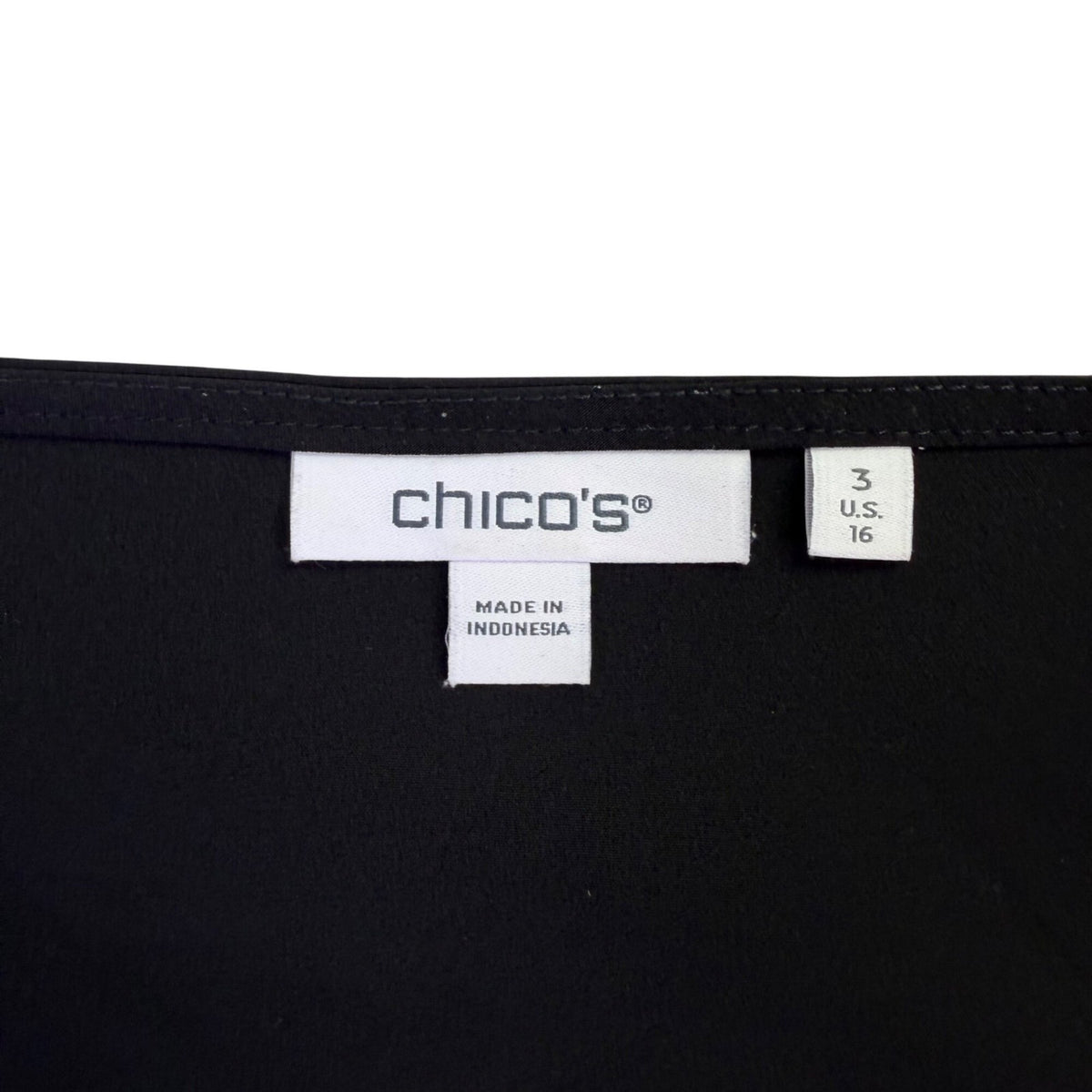 Chicos Womens Black Ruffle Sleeve A-Line Dress Elegant Style Size 16 