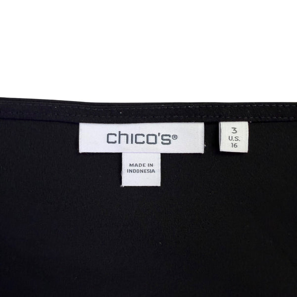 Chicos Womens Black Ruffle Sleeve A-Line Dress Elegant Style Size 16 