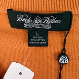 Brooks Brothers Mens Orange Cotton & Silk V-Neck Sweater Size L - New