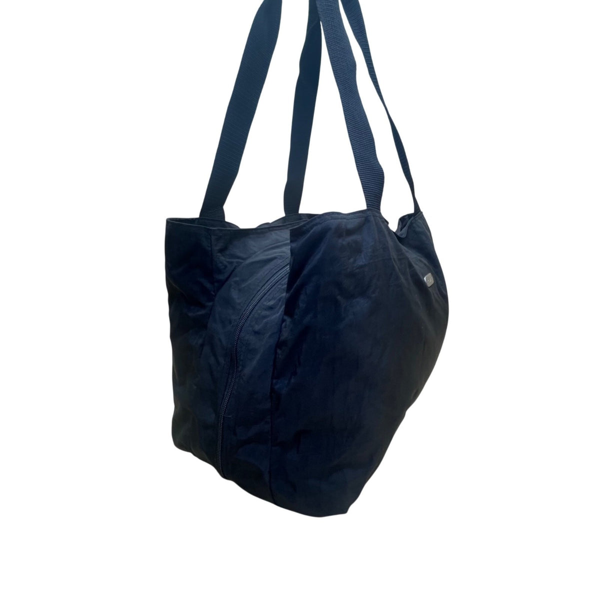 Chicos Women’s Black Nylon Zippered Pockets Travelers Shoulder Straps Tote Bag