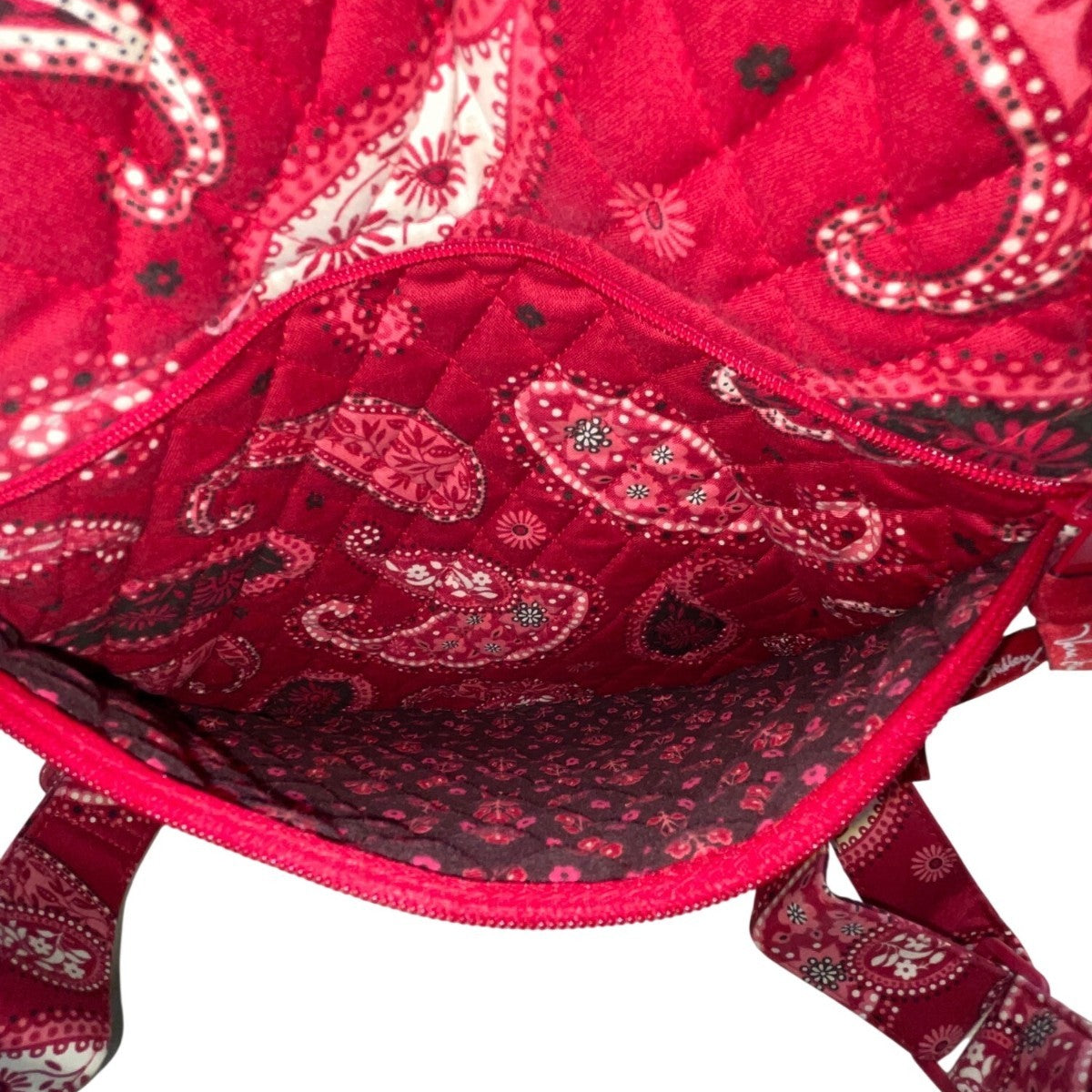 Vera Bradley Women’s Red Cotton Quilted Paisley Print Adjustable Straps Backpack