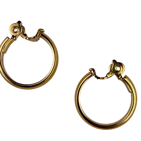 Monet Womens Gold Tone Metal Clip-On Hoop Earrings Vintage Style