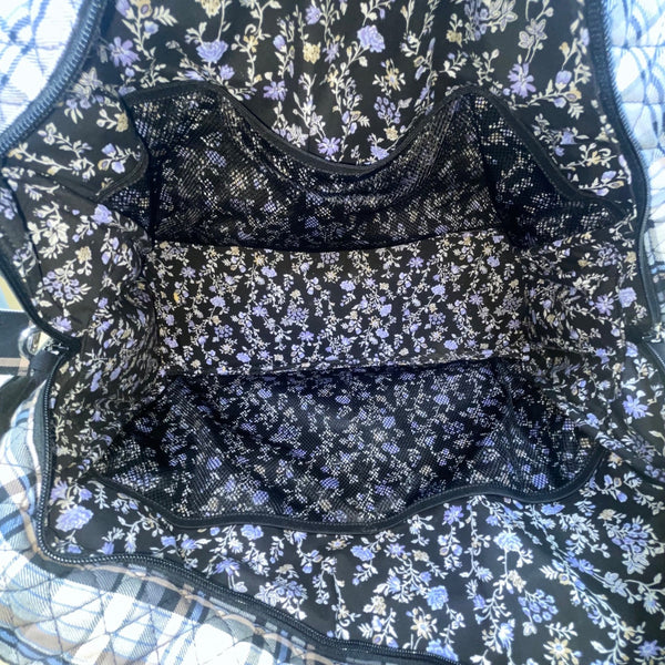 Vera Bradley Women’s Plaid Quilted With Adjustable Strap Weekender Travel Bag