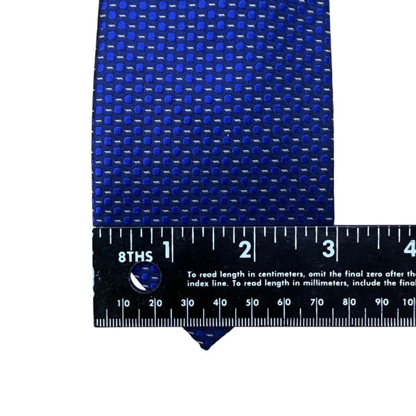 Calvin Klein Mens Blue 100% Silk Textured Pattern Slim Neck Tie
