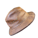 L.L.Bean Mens Brown Leather Safari-Style Hat Durable Outdoor Sun Hat