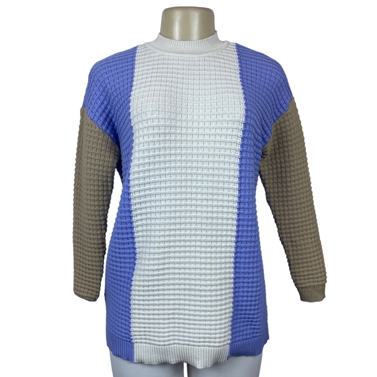 ANN TAYLOR  Women's Geostitch Colorblock Textured Mock Neck Sweater Sz SP-NWT
