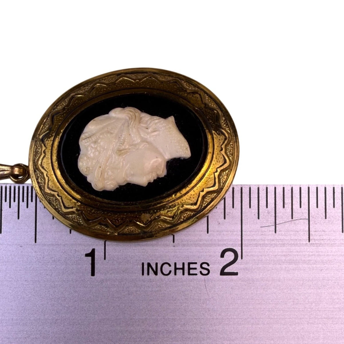 J. Cora Womens Gold Tone Faux Cameo Pendant Womans Profile Filigree Oval