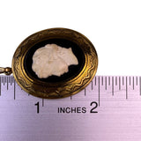 J. Cora Womens Gold Tone Faux Cameo Pendant Womans Profile Filigree Oval
