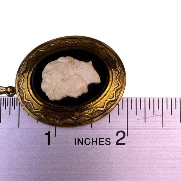 J. Cora Womens Gold Tone Faux Cameo Pendant Womans Profile Filigree Oval