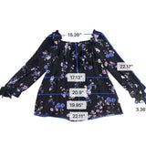 Cece Womens Black Floral  Off-Shoulder Top Sleeve Tie Detailing Size M 3/4