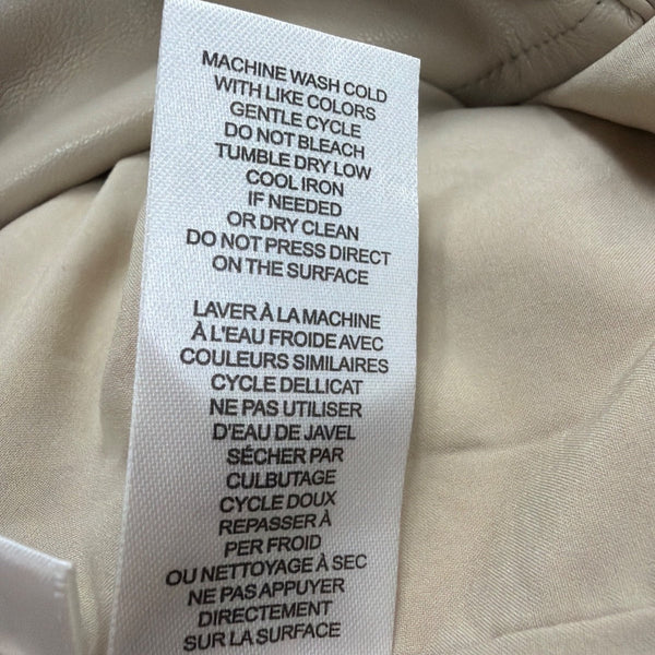House Of Harlow 1960 Beige Faux Leather Short Sleeve Button-Down Mini Dress Sz S