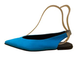 Sandalista Handmade In Greece Women’s Blue Slingback Pointed-Toe Flats Size 39