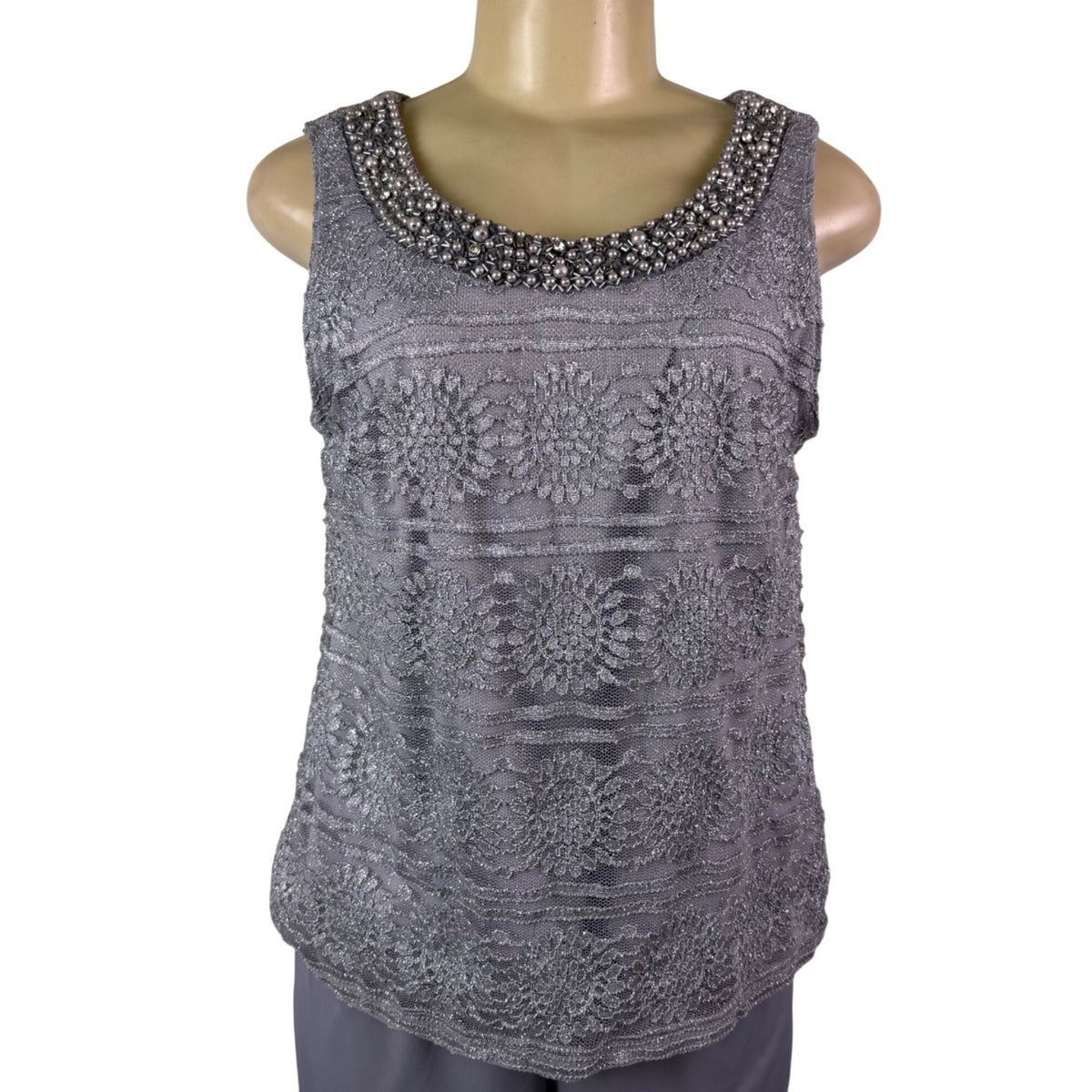 R&M Richards Womens Gray Polyester 3-Piece Jacket Top Pants Set Size 12 Formal W