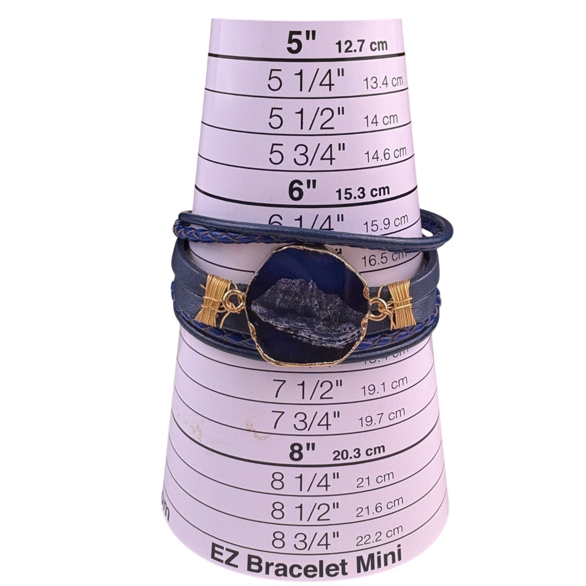 Saachi Womens Navy Blue Vegan Leather Magnetic Clasp Bracelet With Stone Accent