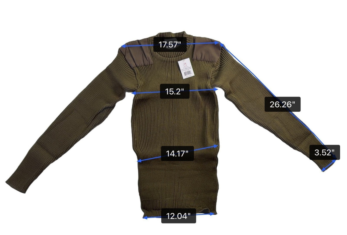 Rothco Mens Earth Brown Commando Sweater Ribbed Knit Durable Size L