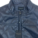 Pronto Uomo Mens Black Faux Leather Quilted Vest With Pockets Sz L - New