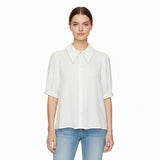 Ted Baker Womens White Button-Up Shirt With Pearl-Embellished Collar Sz 2