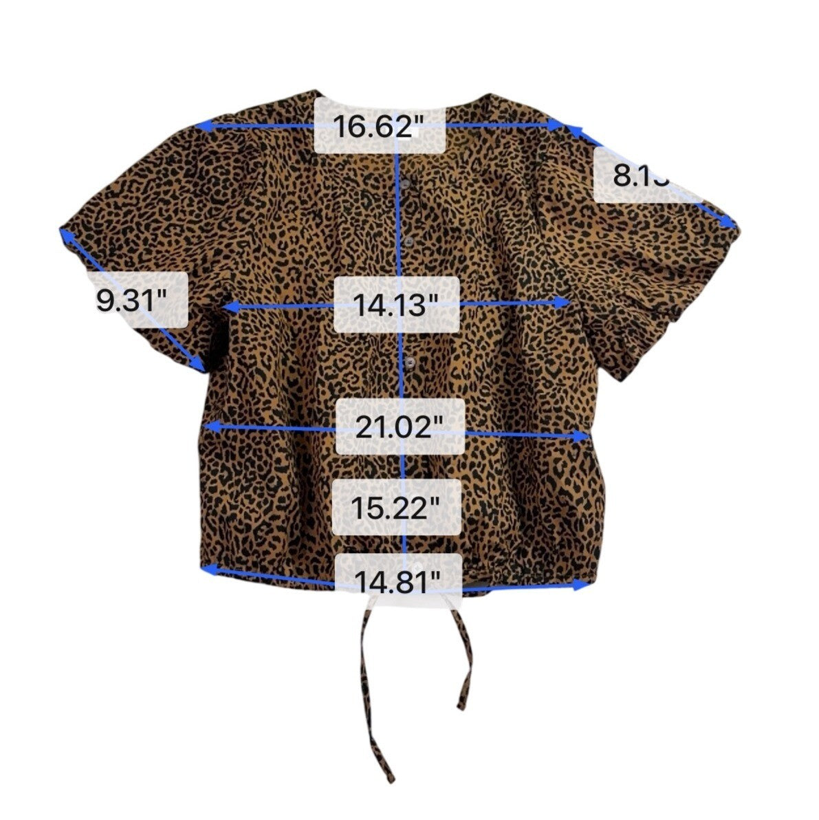 J.Crew Womens Brown Leopard Print Button Down Puff Sleeve Blouse Size L
