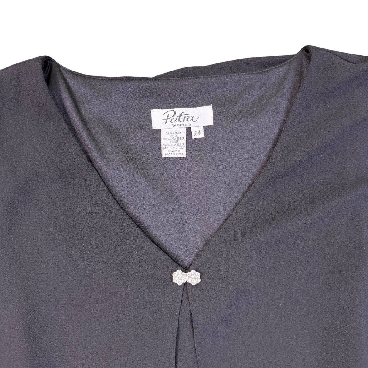 Patra Womens Black Polyester Tiered Cocktail Dress Embellished V-Neck Size 16W
