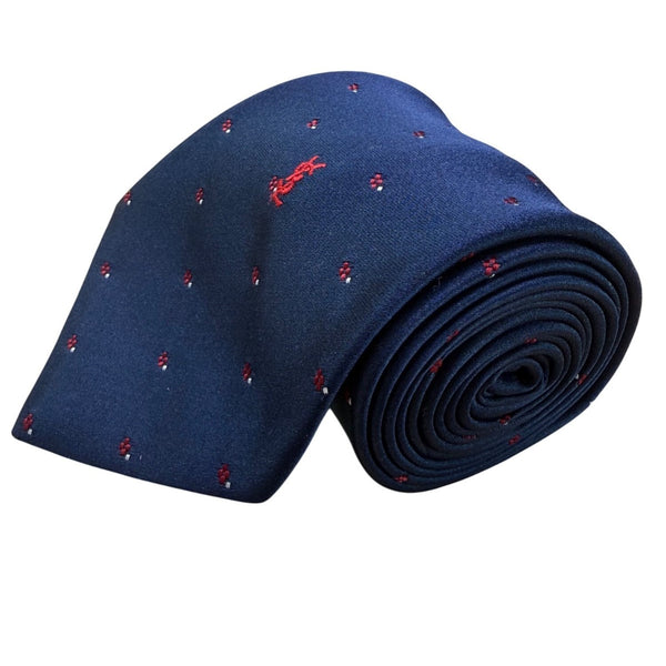 Y Saint Laurent Mens Navy Polyester/Silk Floral Pattern Classic Neck Tie
