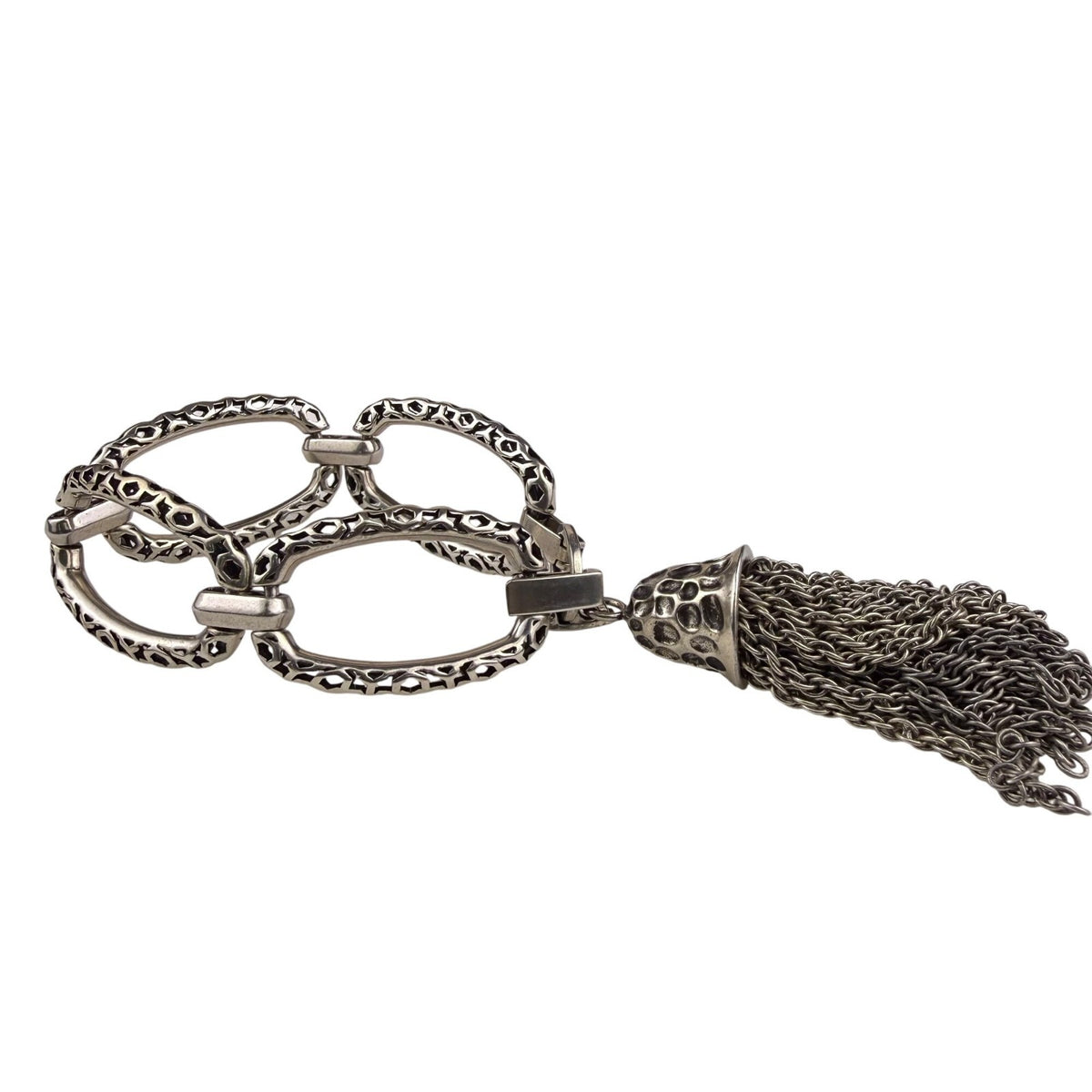 Kendra Scott Womens Silver Tone Metal Open Link Chain Tassel Bracelet