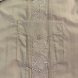 The Havanera Co Mens Beige Guayabera Shirt With Embroidery Size XL