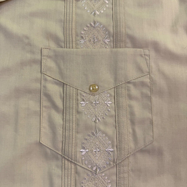 The Havanera Co Mens Beige Guayabera Shirt With Embroidery Size XL