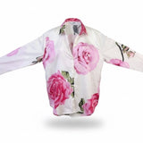 Fashion Nova Womens White Floral Roses Button-Up Shirt Size XL