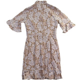 Pretty Little Thing Womens Beige Lace Floral High Neck Mini Dress Size US 6