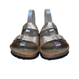 Yo Ki Women’s Rose Gold Metallic Double Buckle Cork Footbed Gian Sandals Sz 8.5